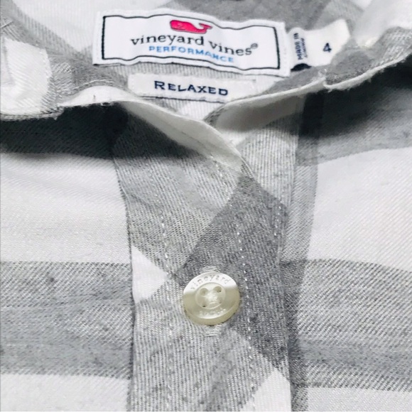 Vineyard vines Relaxed Fit Long Sleeve Flannel Button Down Shirt Women's Size 4 - Picture 6 of 11